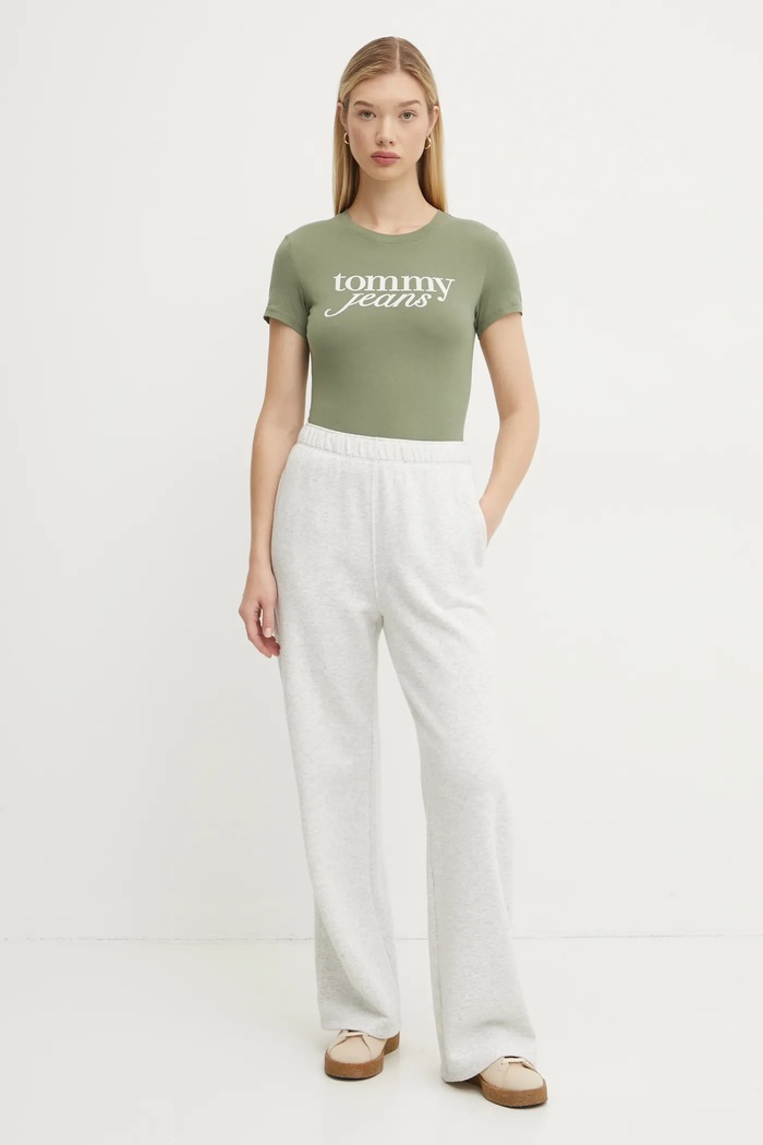 Tommy Jeans t-shirt bawełniany DW0DW19447 zielony SS25