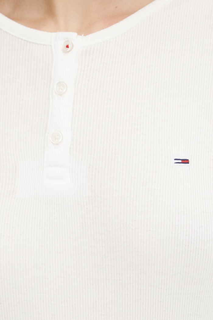 Bavlněné tričko s dlouhým rukávem Tommy Jeans DW0DW19501 bílá