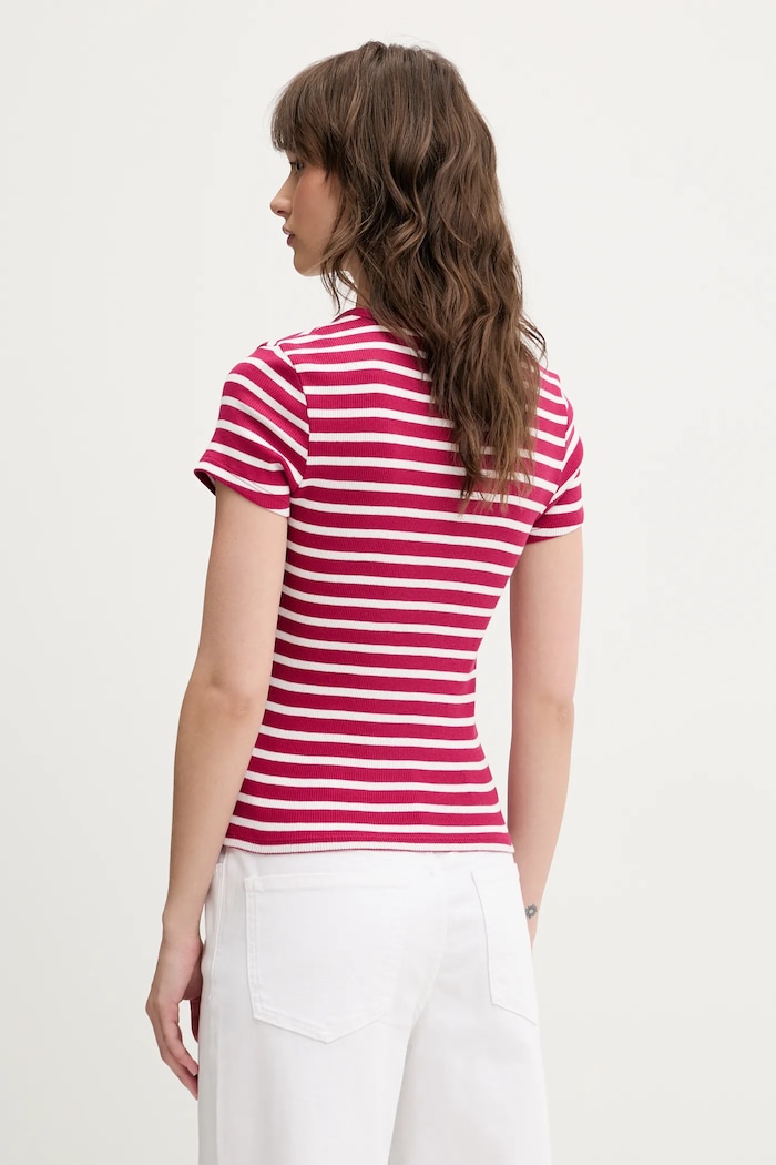 Bavlněné tričko Tommy Jeans DW0DW19502 růžová SS25