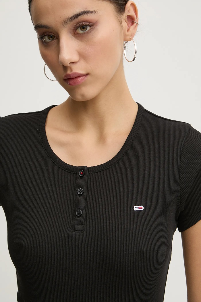 Tommy Jeans tricou din bumbac negru DW0DW19502