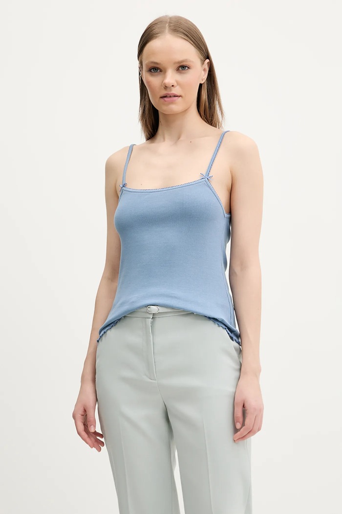 Top Tommy Jeans slim modrá DW0DW19505