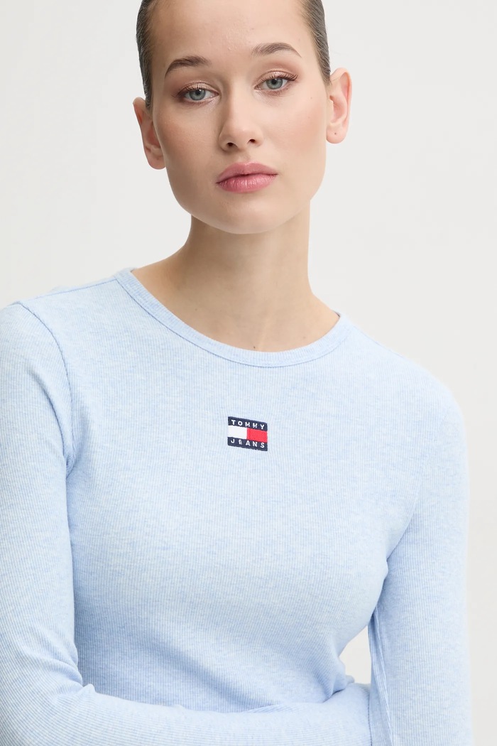 Tričko s dlouhým rukávem Tommy Jeans modrá DW0DW20178