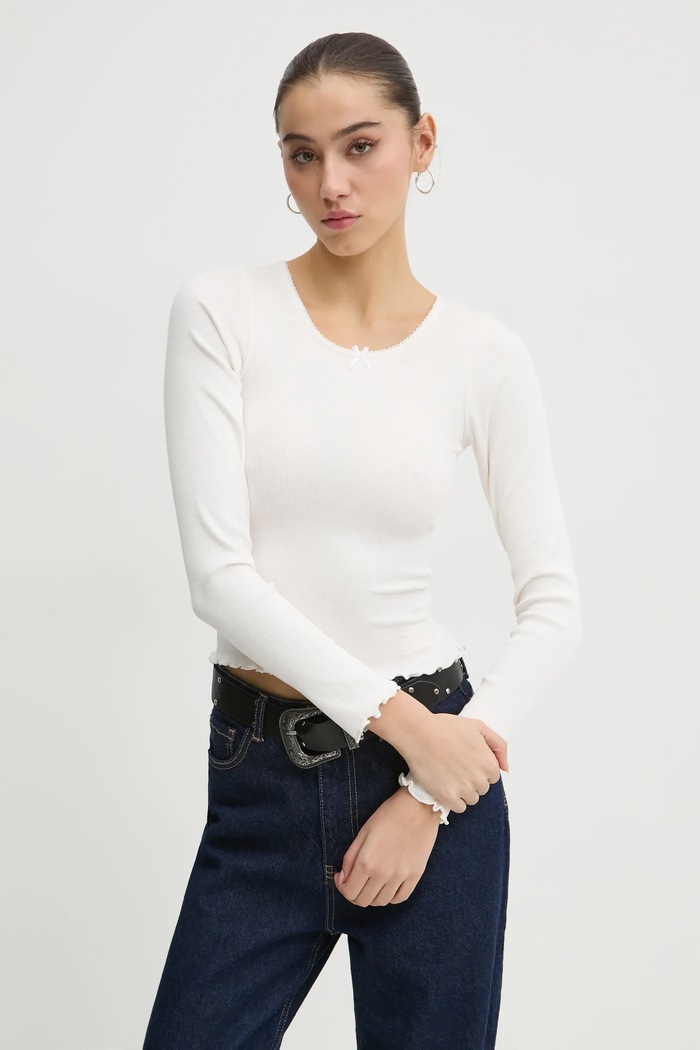 Tommy Jeans camicia a maniche lunghe slim beige DW0DW20277
