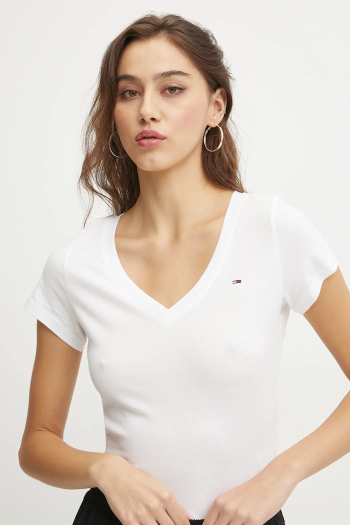 Tričko dámské bavlněné Tommy Jeans DW0DW20458 bílá