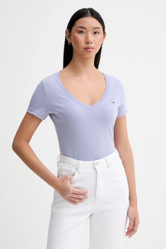 Tommy Jeans tricou feminin din bumbac albastru DW0DW20458