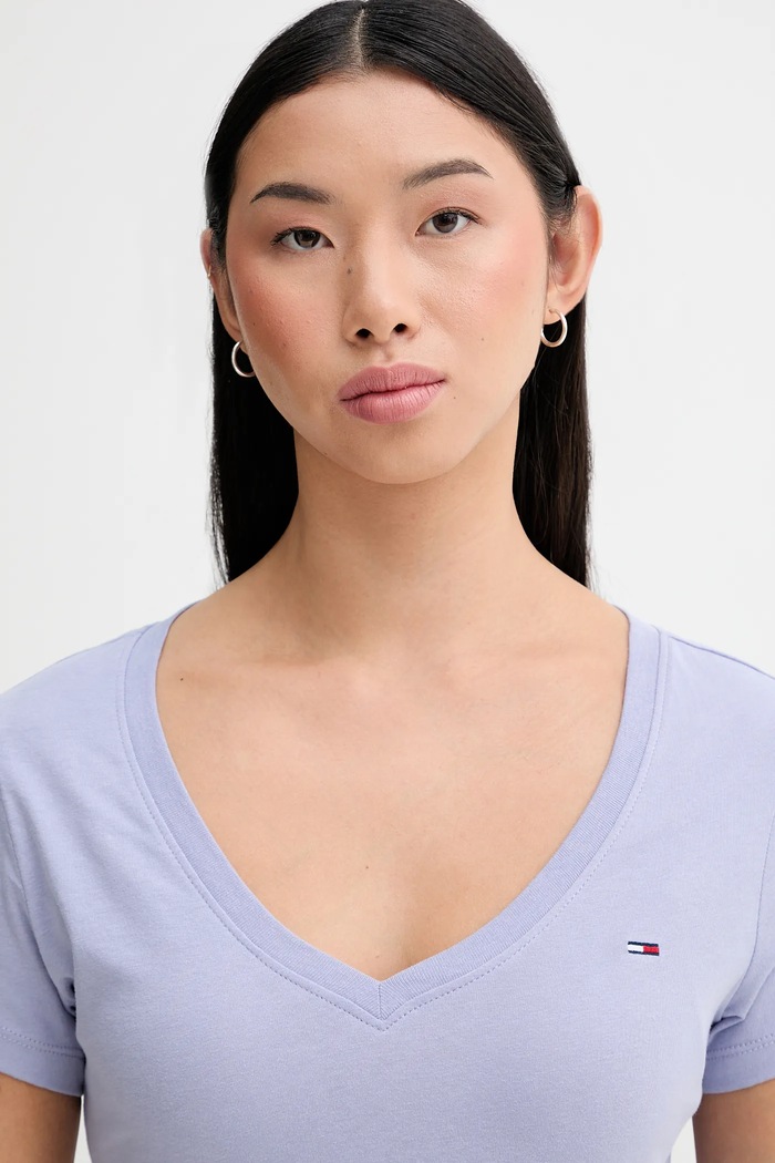 Tommy Jeans tricou feminin din bumbac albastru DW0DW20458