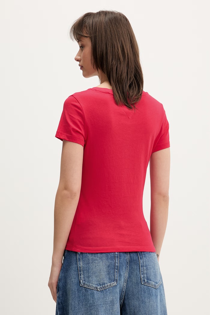 Odzież Tommy Jeans T-shirt damski bawełniany DW0DW20458 czerwony