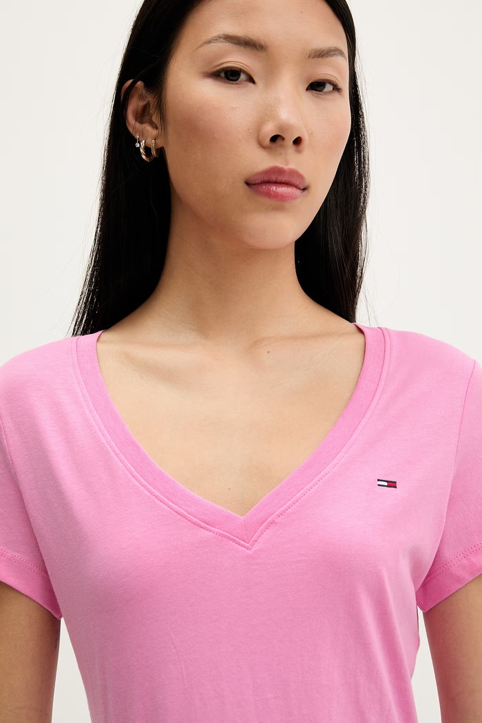 Tommy Jeans tricou pentru femei, din bumbac roz DW0DW20458