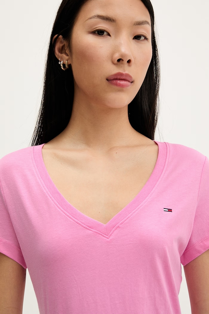 Tommy Jeans tricou pentru femei, din bumbac roz DW0DW20458