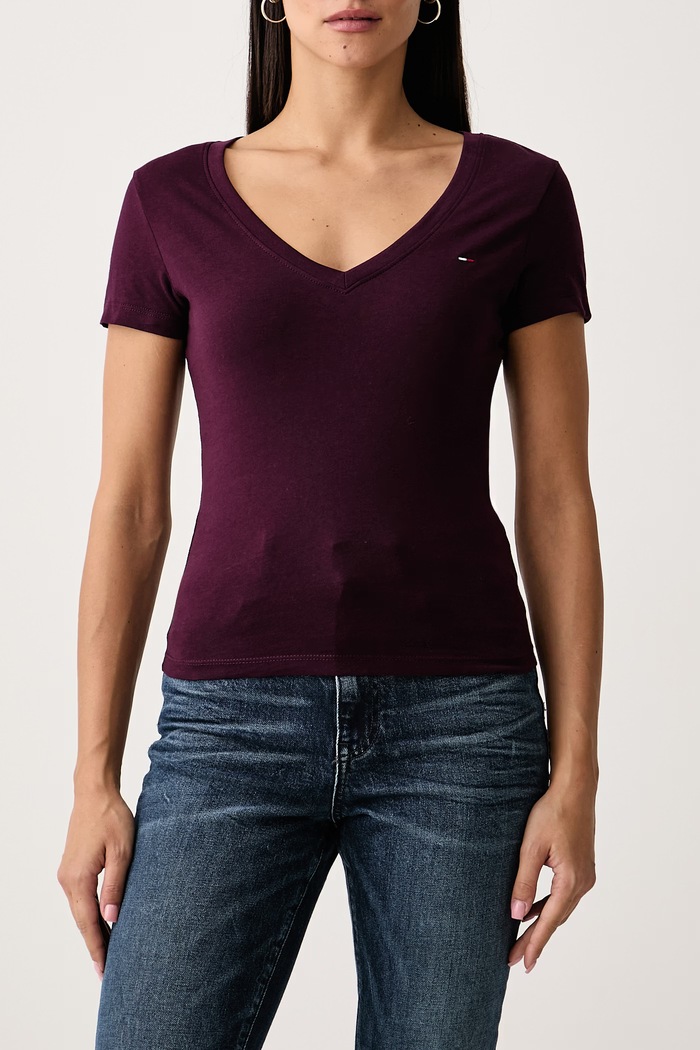 T-shirt damski bawełniany Tommy Jeans DW0DW20458 bordowy