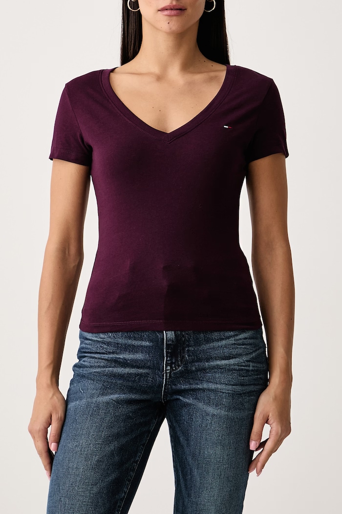 T-shirt damski bawełniany Tommy Jeans DW0DW20458 bordowy