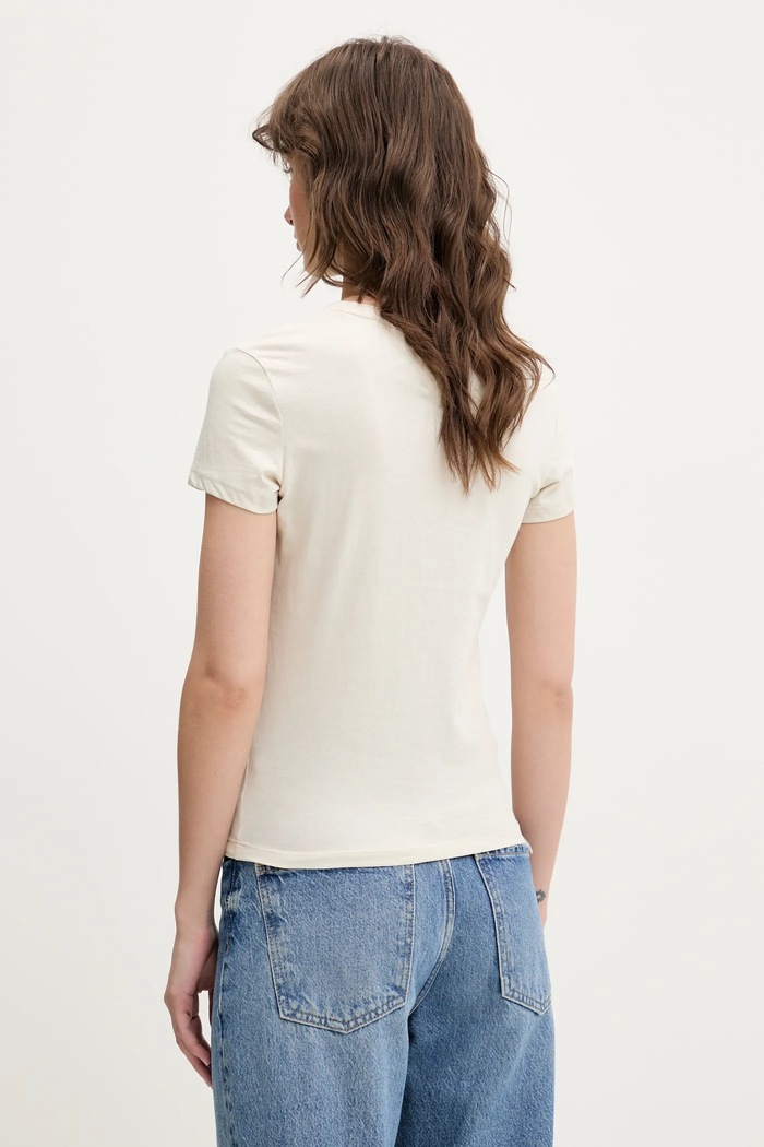 Oblečení Tommy Jeans Basic tričko dámské bavlněné DW0DW20459 béžová