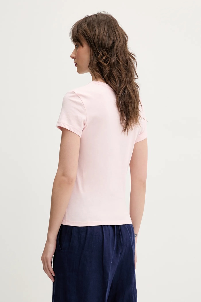 Tommy Jeans t-shirt basic damski bawełniany DW0DW20459 różowy SS26