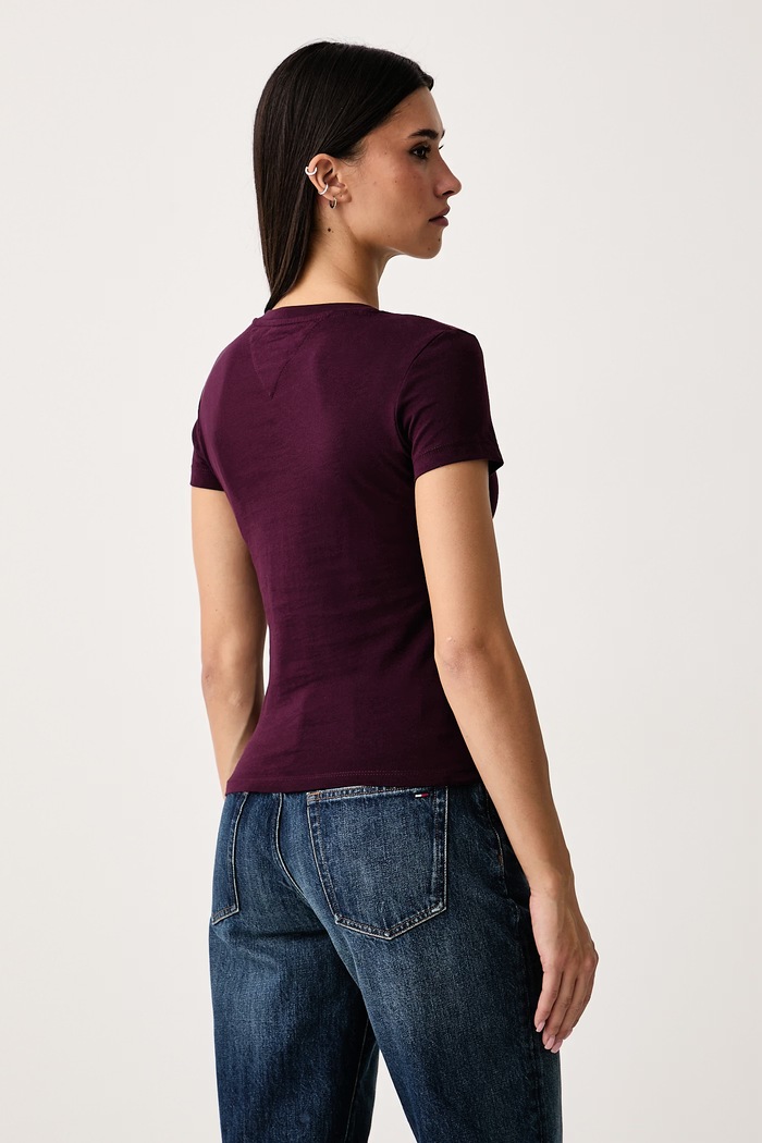 Odzież Tommy Jeans T-shirt basic damski bawełniany DW0DW20459 bordowy
