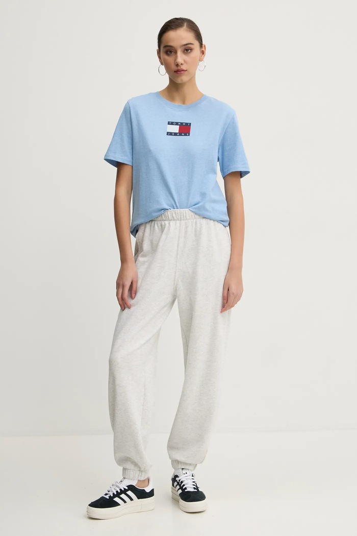 Tommy Jeans pamut póló DW0DW20461 kék SS25