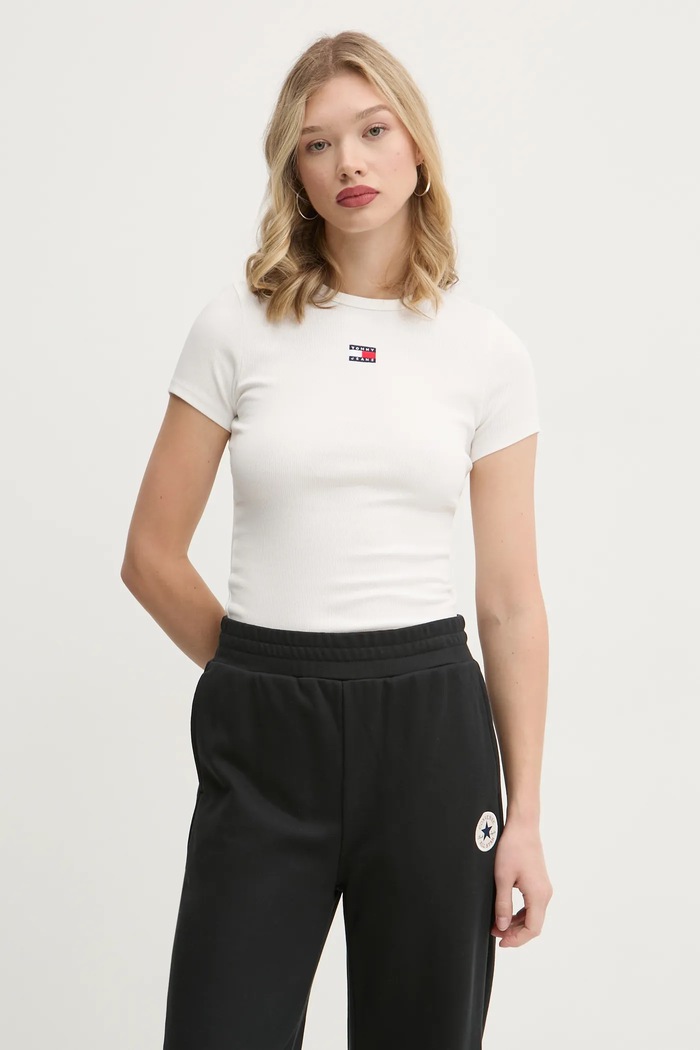 Tommy Jeans tricou imprimeu alb DW0DW20463