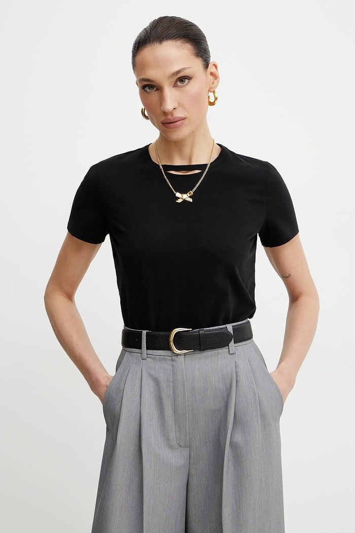 Elisabetta Franchi t-shirt bawełniany bawełna czarny MA02951E2