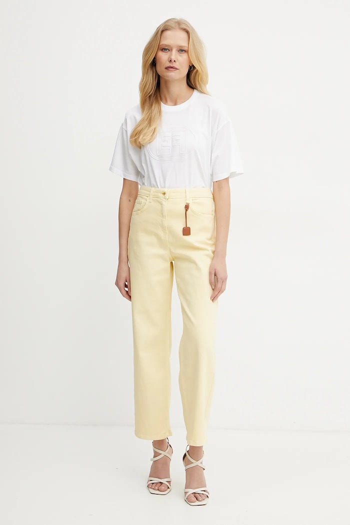 Bavlněné tričko Elisabetta Franchi MA60N51E2 bílá SS25