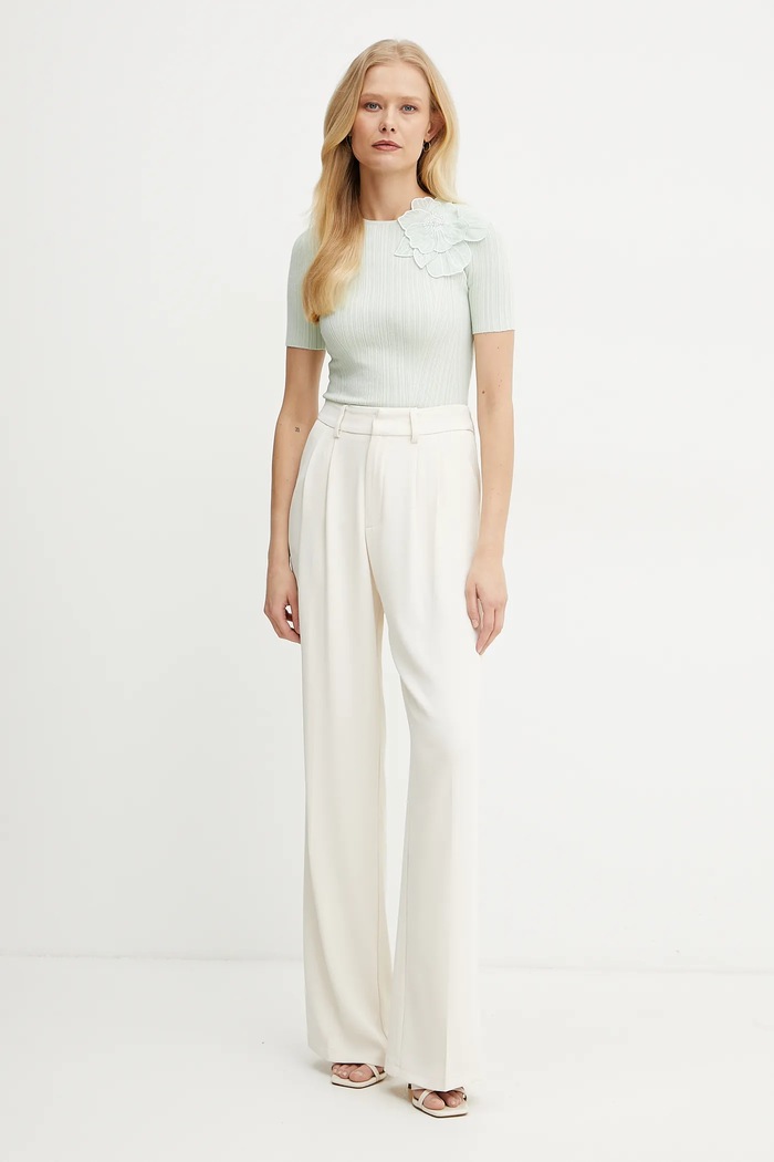 Elisabetta Franchi Svetr z hedvábné směsi Elisabetta Franchi MK55B51E2 tyrkysová SS25