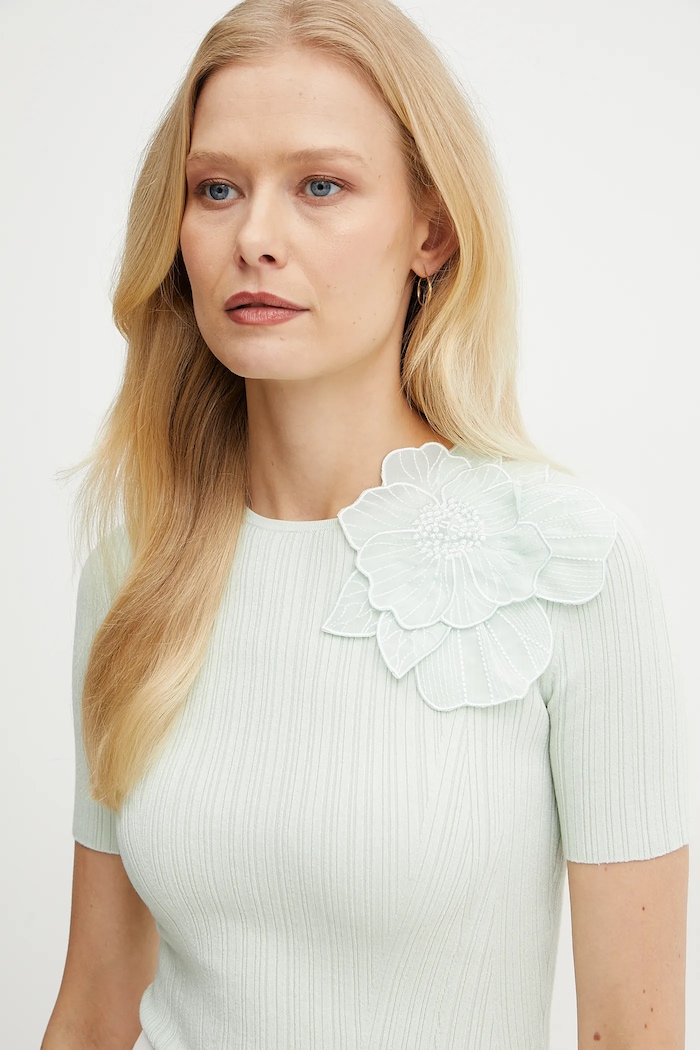 Svetr z hedvábné směsi Elisabetta Franchi Elisabetta Franchi MK55B51E2 tyrkysová