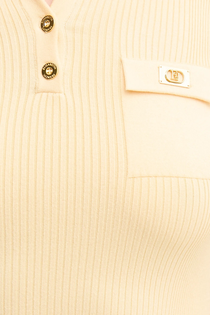 Sweter z domieszką jedwabiu Elisabetta Franchi żółty MK63B51E2