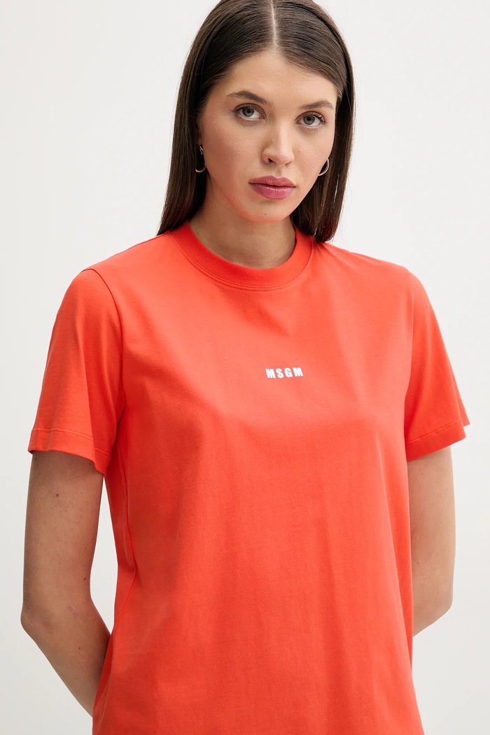 MSGM t-shirt bawełniany pomarańczowy 3841MDM500.257002