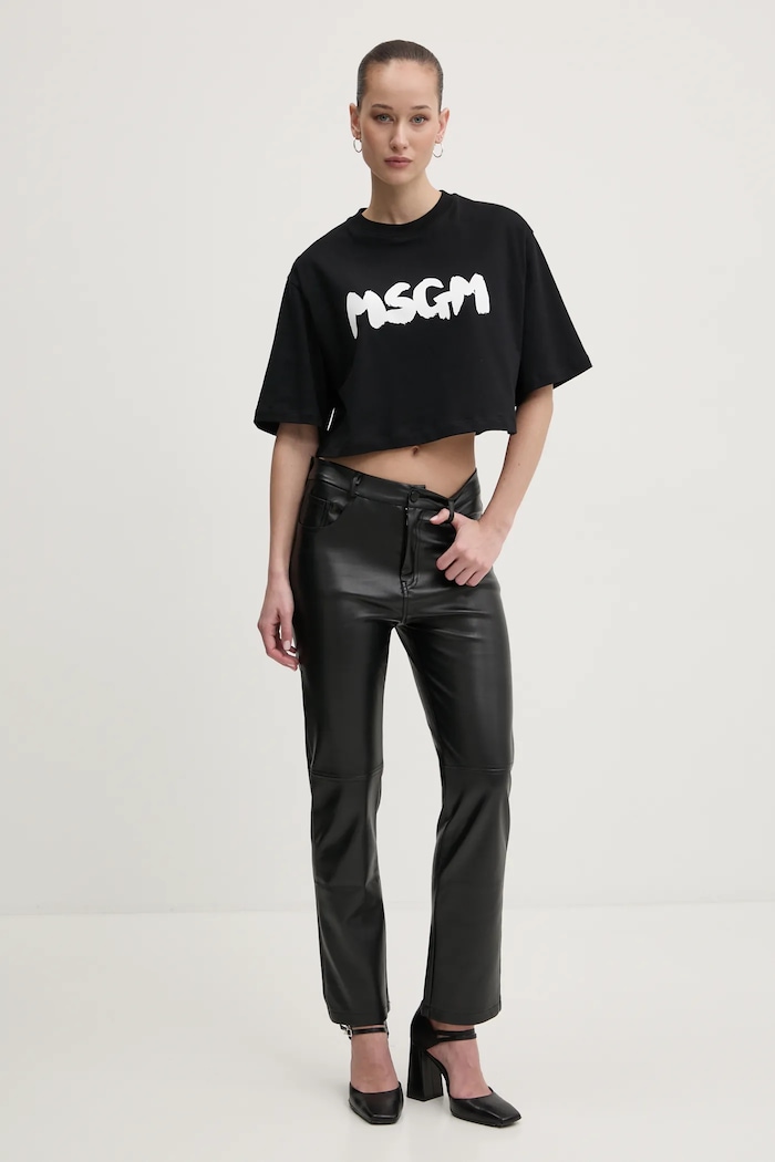 MSGM t-shirt bawełniany 3841MDM100.257002 czarny SS25