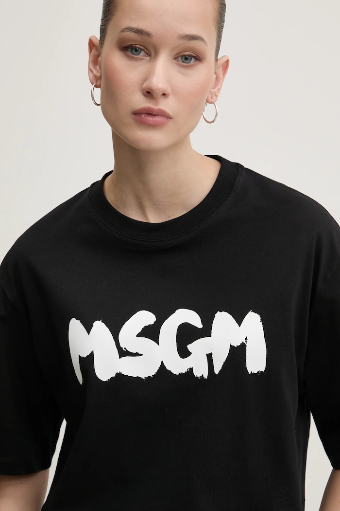 MSGM t-shirt bawełniany czarny 3841MDM100.257002