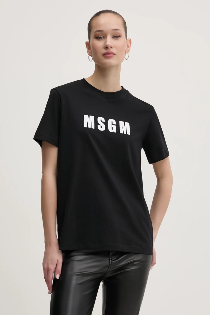 MSGM t-shirt bawełniany czarny 3841MDM92.257002