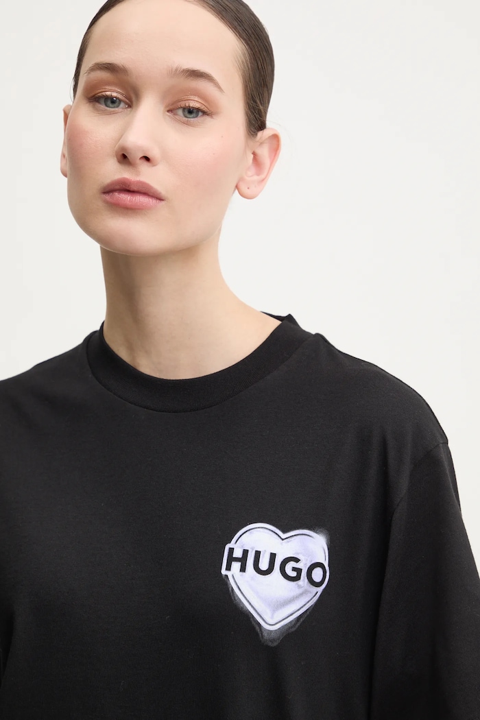 Bavlněné tričko HUGO černá 50534545
