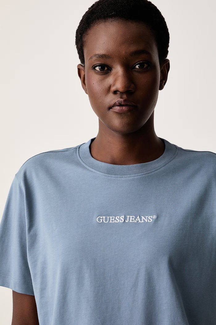 Guess Jeans T-shirt damski bawełniany niebieski W5RI42.K8HM0