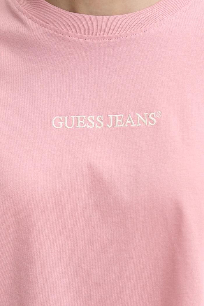 Βαμβακερό μπλουζάκι Guess Jeans W5RI42.K8HM0 ροζ