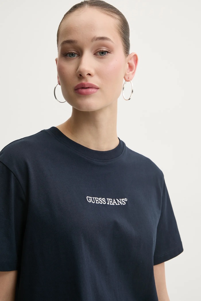 Guess Jeans t-shirt γυναικείο βαμβακερό σκούρο μπλε W5RI42.K8HM0
