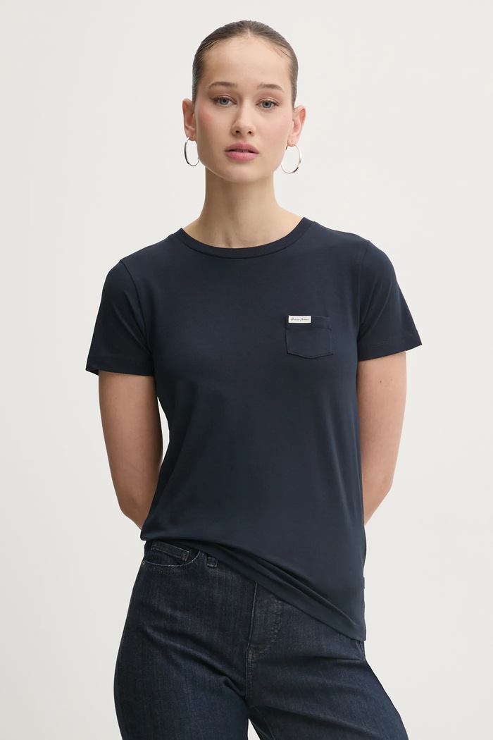 Μπλουζάκι Guess Jeans με ελαστάν σκούρο μπλε W5RI52.J1314