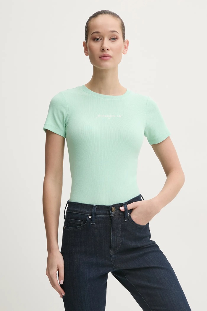 Tričko Guess Jeans nášivka zelená W5RI57.KA0H1