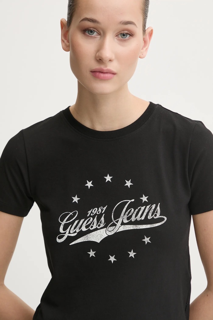Μπλουζάκι Guess Jeans μαύρο W5RI59.J1314