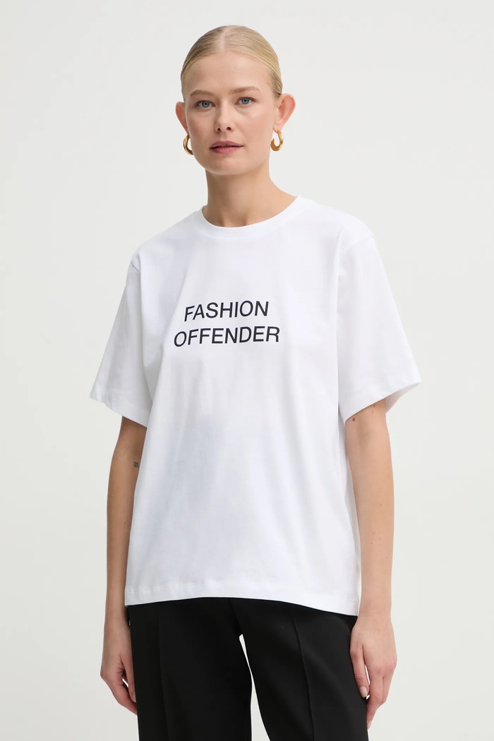 Victoria Beckham t-shirt bawełniany nadruk biały 1125JTS006357A