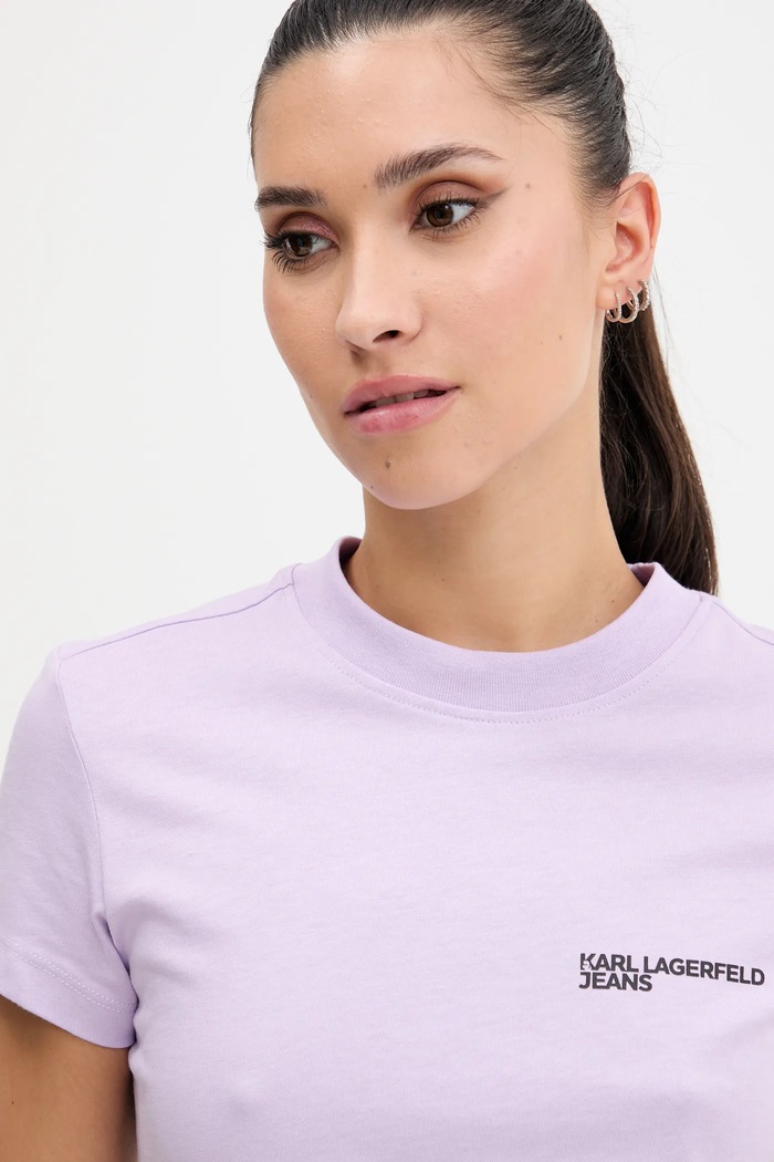T-shirt damski bawełniany Karl Lagerfeld Jeans A1W17004 fioletowy