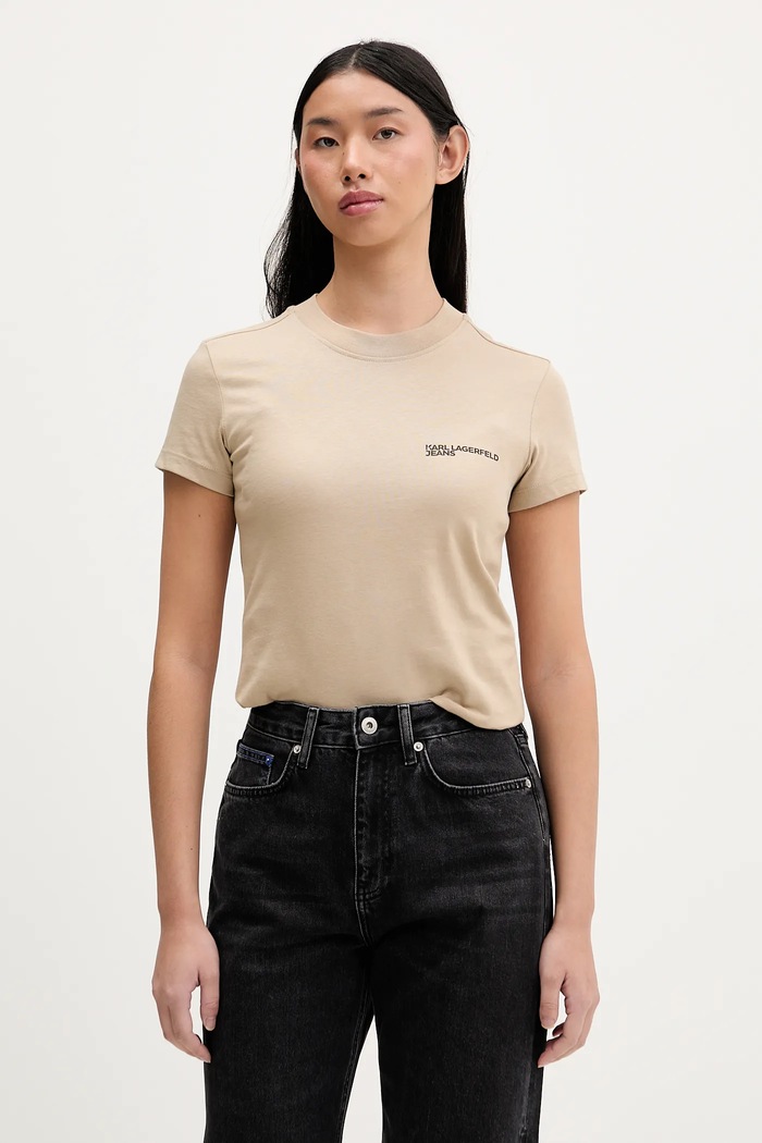 Karl Lagerfeld Jeans tričko dámske bavlnené béžová A1W17004