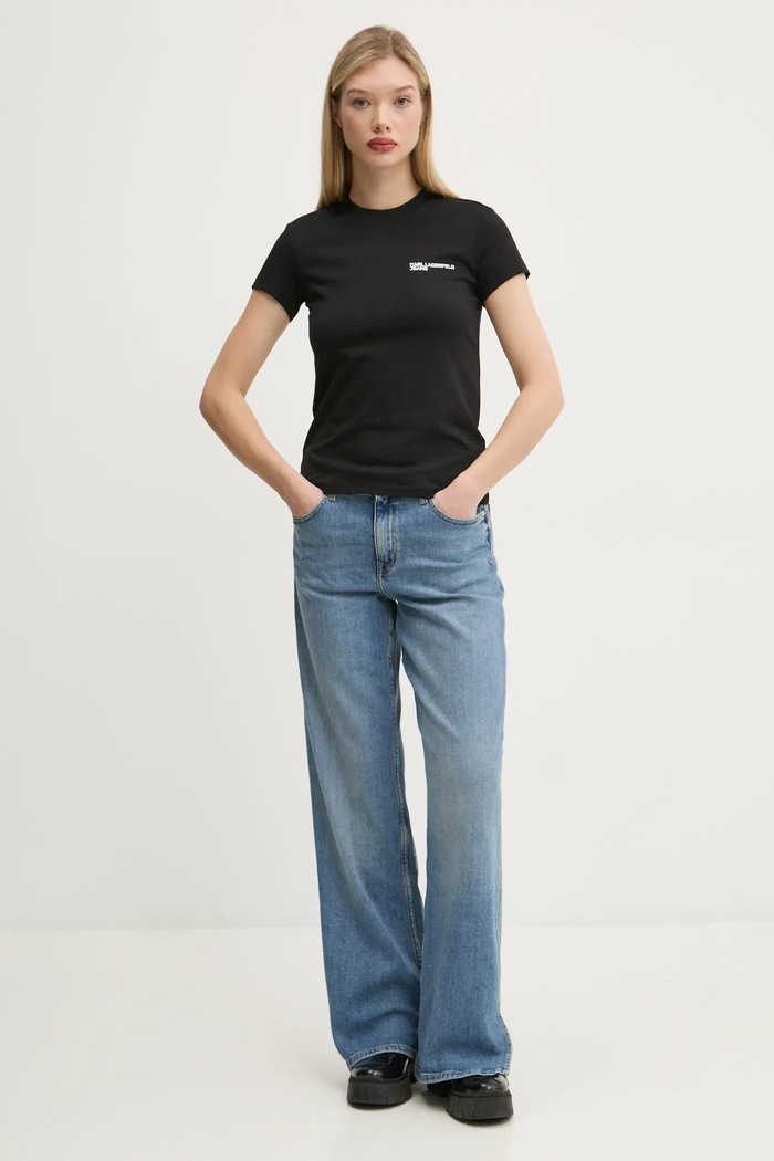 Karl Lagerfeld Jeans tričko dámske bavlnené A1W17004 čierna AA00