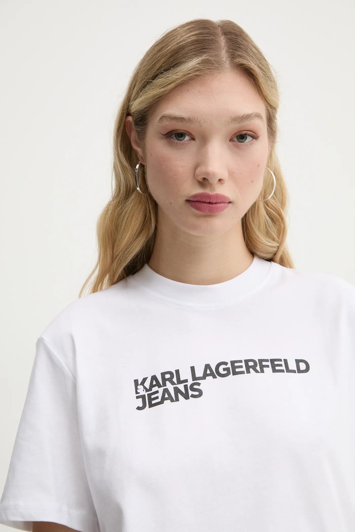 Karl Lagerfeld Jeans tričko dámske bavlnené biela A1W17005