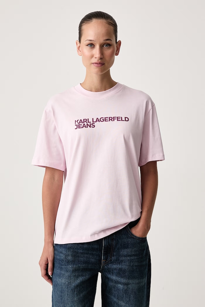 Karl Lagerfeld Jeans T-shirt damski bawełniany różowy A1W17005