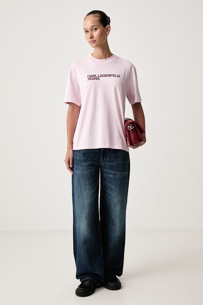Karl Lagerfeld Jeans T-shirt damski bawełniany A1W17005 różowy AA00