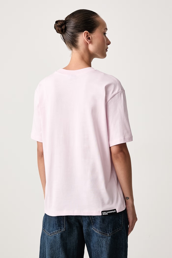 Odzież Karl Lagerfeld Jeans T-shirt damski bawełniany A1W17005 różowy
