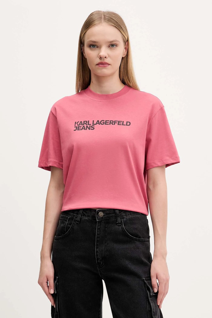 Karl Lagerfeld Jeans tričko dámske bavlnené potlač oranžová A1W17005