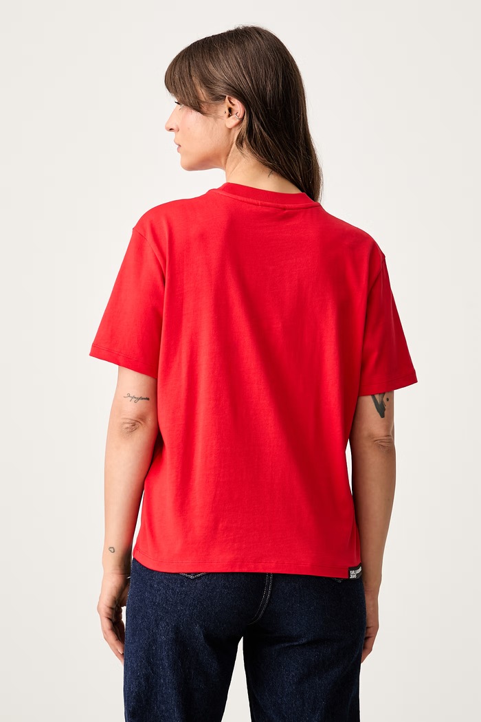 Odzież Karl Lagerfeld Jeans T-shirt damski bawełniany A1W17005 czerwony