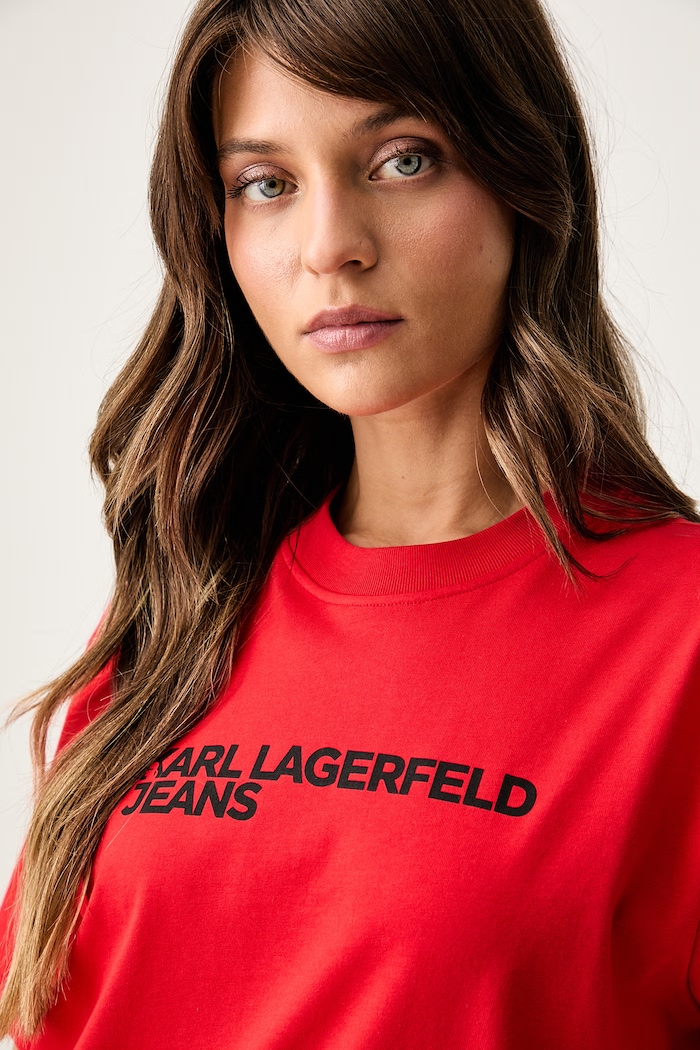 Karl Lagerfeld Jeans T-shirt damski bawełniany czerwony A1W17005