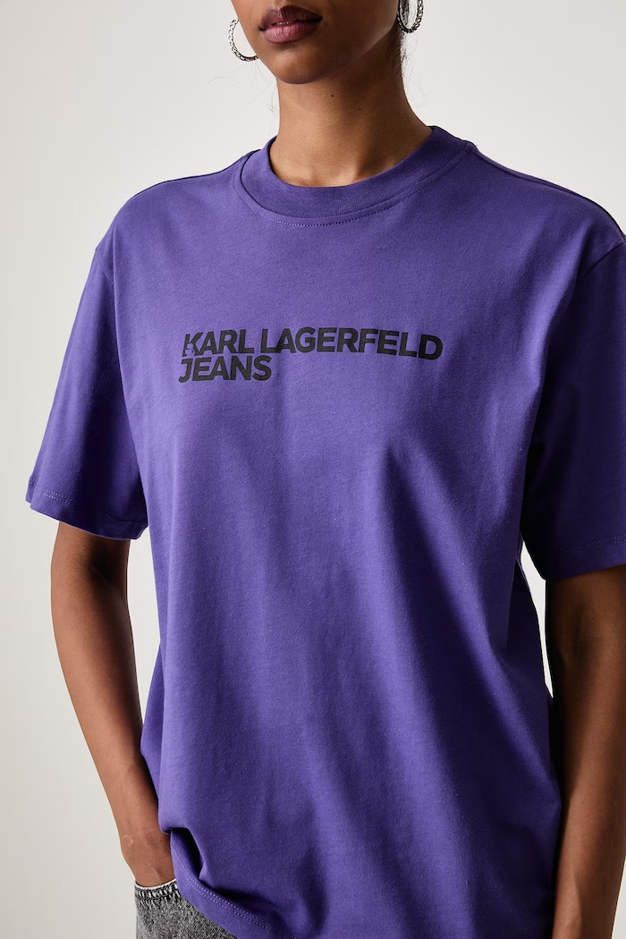 T-shirt damski bawełniany Karl Lagerfeld Jeans A1W17005 fioletowy