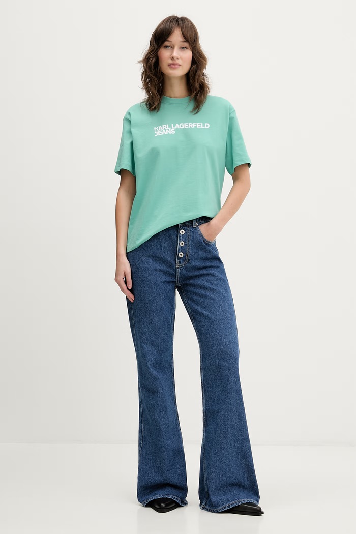 Karl Lagerfeld Jeans tričko dámske bavlnené A1W17005 zelená AA00