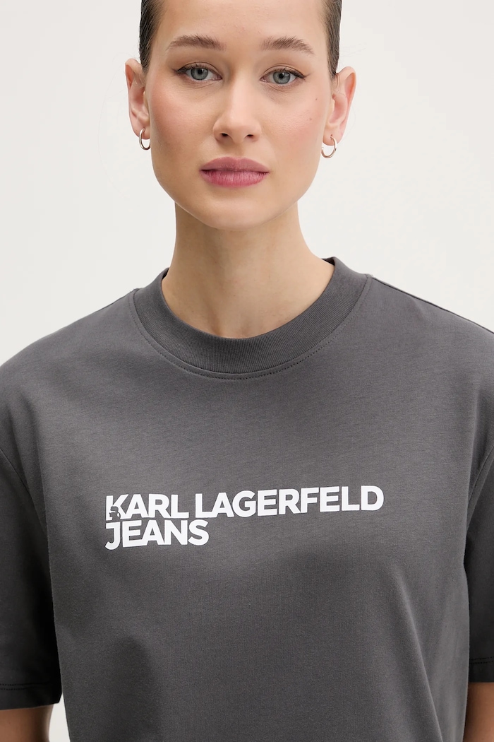 Karl Lagerfeld Jeans tričko dámske bavlnené sivá A1W17005